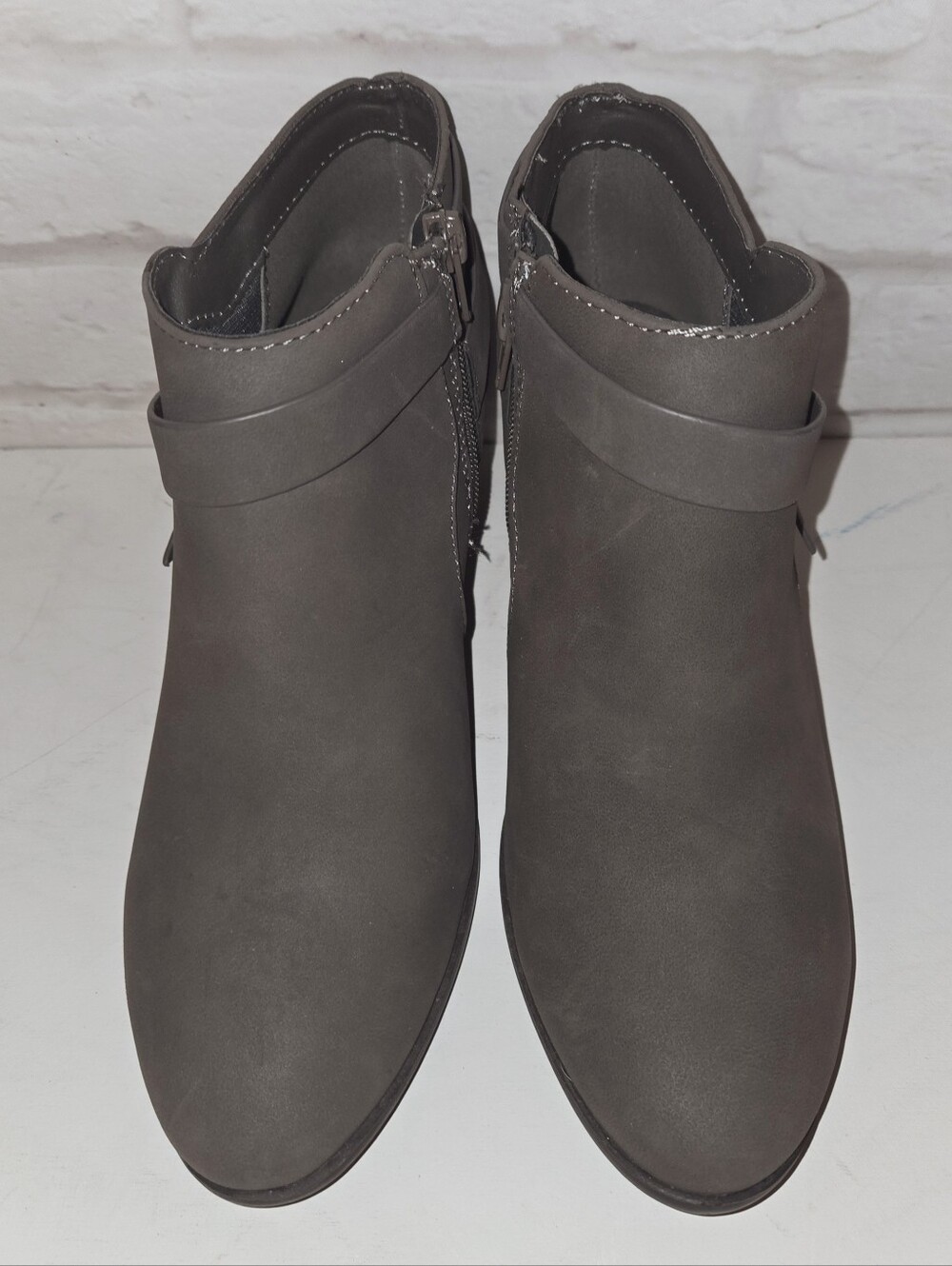 Soda Women's Dark Gray Ankle Booties with Side Zip